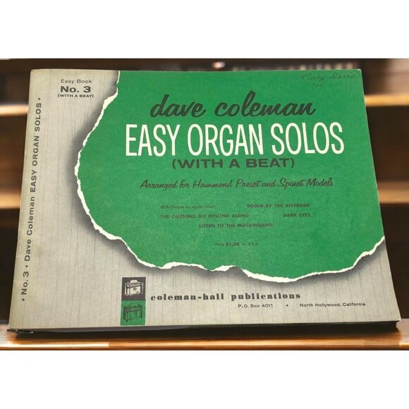 Dave Coleman Easy Organ Solos Book With A Beat #3 Hammond Preset & Spinet Models - Picture 1 of 7